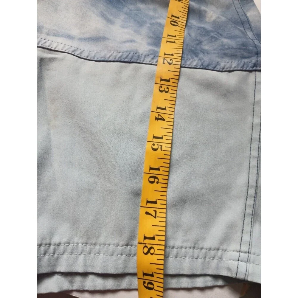Men’s Colorblock Board Shorts Blue Tie Dye Swim Trunks Drawstring Beach Shorts